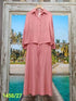 Ladies Summer Collar Down Drawstring Shirts With Long Skirts